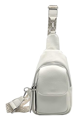 stylx Sling Bag Damen Klein Brusttasche PU Leder Schultertaschen Handy Umhängetasche Crossbag Umhängen für Outdoorsport, Wandern, Radfahren, Reisen (weiß) von stylx