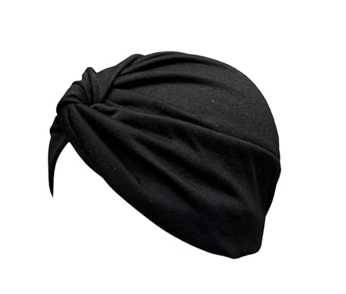 stylx Turban für Damen,Verknotet Turban Tuch Falten-Kopfbedeckung Kopftuch Damen Turban Mütze Damen Chemo Kopfbedeckung Hut Für Haarverlust Chemo Baumwollmütze, (schwarz) von stylx