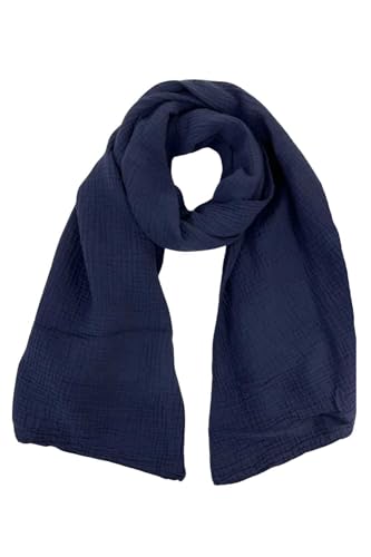 Stylx Weichster Musselin Schal Damen - Langer Nursing Scarf 64 x 210 cm, Musselintücher, Halstuch (Dunkelblau) von stylx