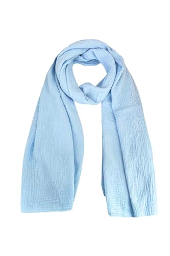 stylx Weichster Musselin Tuch Damen LANGER SCHAL Musselin Schal, Muslin Nursing Scarf 64 x 210 cm Musselin Tücher Damen, Musselintücher, Tuch Damen, Musselin Halstuch, Halstuch Damen (hellblau) von stylx
