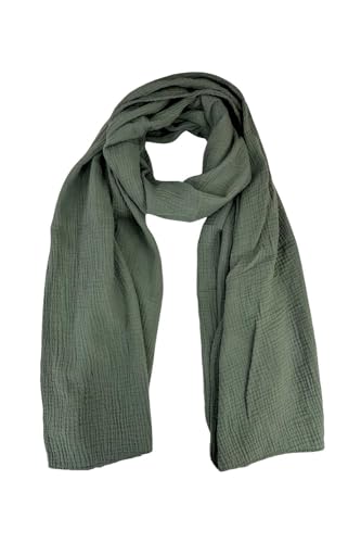 STYLX Weichster Musselin Tuch - Langer Schal, Muslin Nursing Scarf 64 x 210 cm - Damen Musselin Tücher, Halstuch Damen (Khaki) von stylx