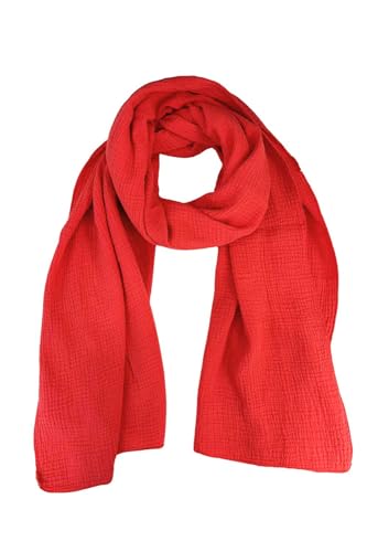 stylx Weichster Musselin Tuch Damen LANGER SCHAL Musselin Schal, Muslin Nursing Scarf 64 x 210 cm Musselin Tücher Damen, Musselintücher, Tuch Damen, Musselin Halstuch, Halstuch Damen (rot) von stylx