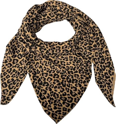 stylx XXL Tuch 23 Farben Farbwahl Halstuch Musselintuch Musselin Damen Damenhalstuch Dreieckstuch Schal Herren Männer Frauen Herrenhalstuch Dreieckig leicht (einlagig) (Leo camel) von stylx