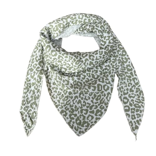 stylx XXL Tuch 23 Farben Farbwahl Halstuch Musselintuch Musselin Damen Damenhalstuch Dreieckstuch Schal Herren Männer Frauen Herrenhalstuch Dreieckig leicht (einlagig) (Leo klein khaki 2) von stylx