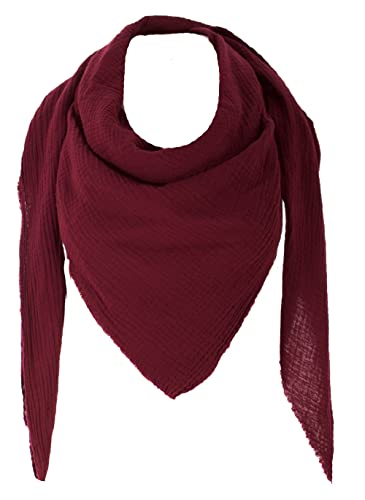 stylx XXL Tuch 23 Farben Farbwahl Halstuch Musselintuch Musselin Damen Damenhalstuch Dreieckstuch Schal Herren Männer Frauen Herrenhalstuch Dreieckig leicht (einlagig) (bordeauxrot) von stylx