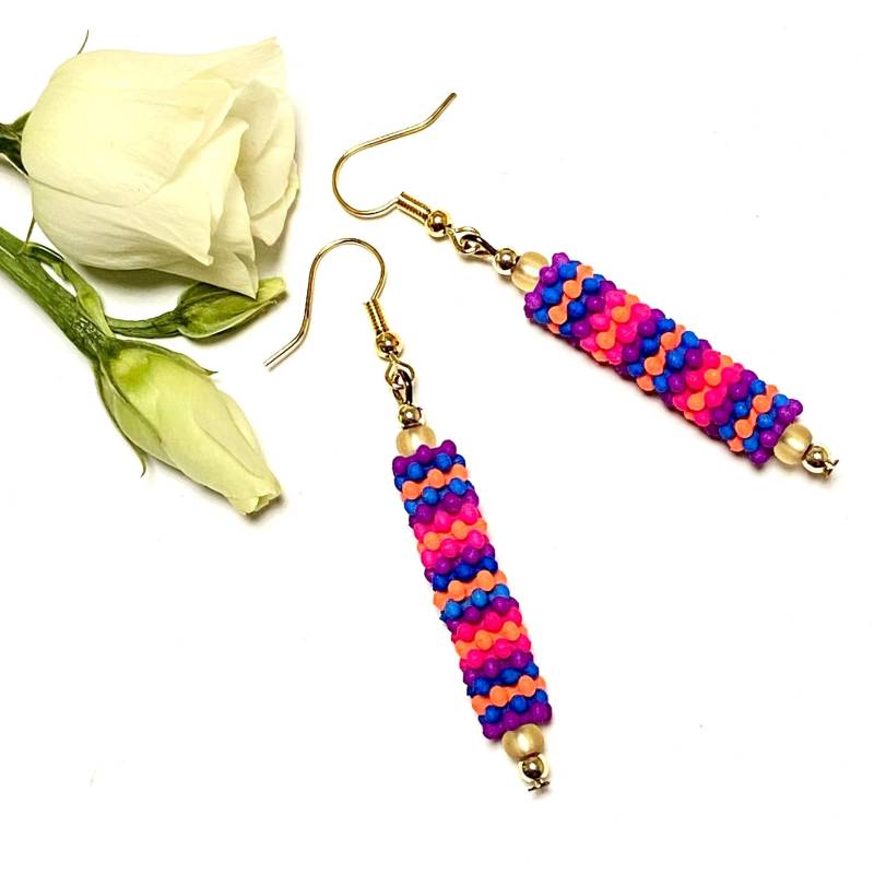 Schmuck Hängeohrring Ohrring Hänger - Lang Neon Wild Bunt Gold Frau Freundin Geburtstag Geschenk Mitbringsel Ostern Weihnacht Valentinstag von subery