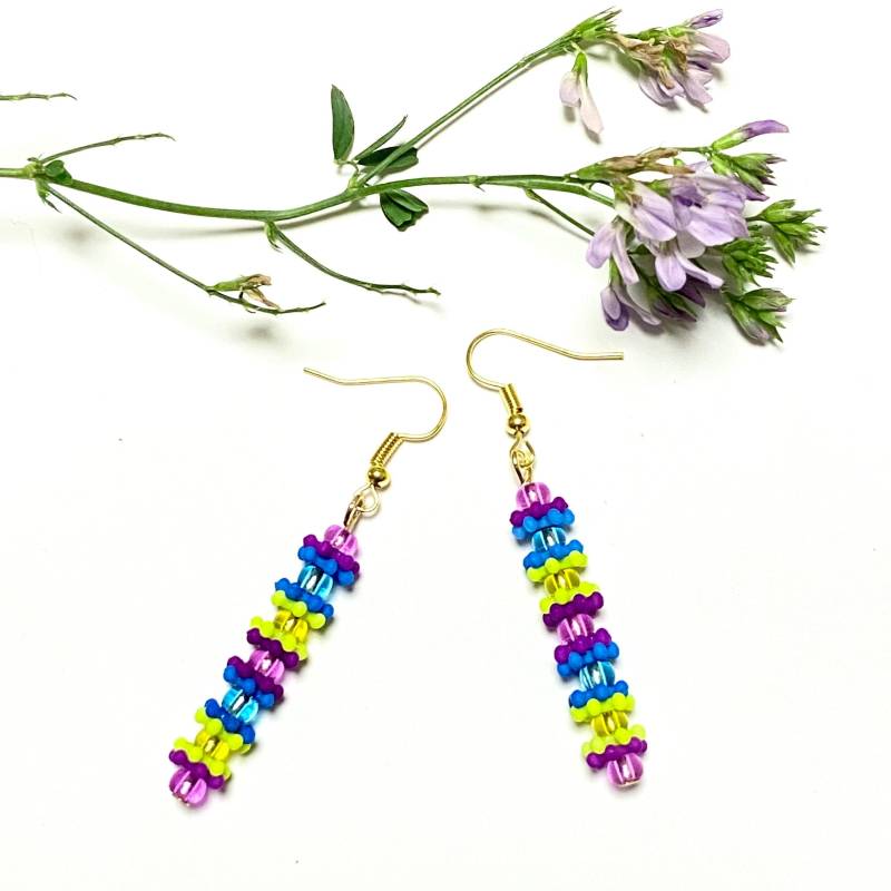 Schmuck Hängeohrringe Ohrringe Hänger - Lang Neon Wild Bunt Gold Für Valentinstag Frau Freundin Geburtstag Geschenk Mitbringsel Ostern von subery