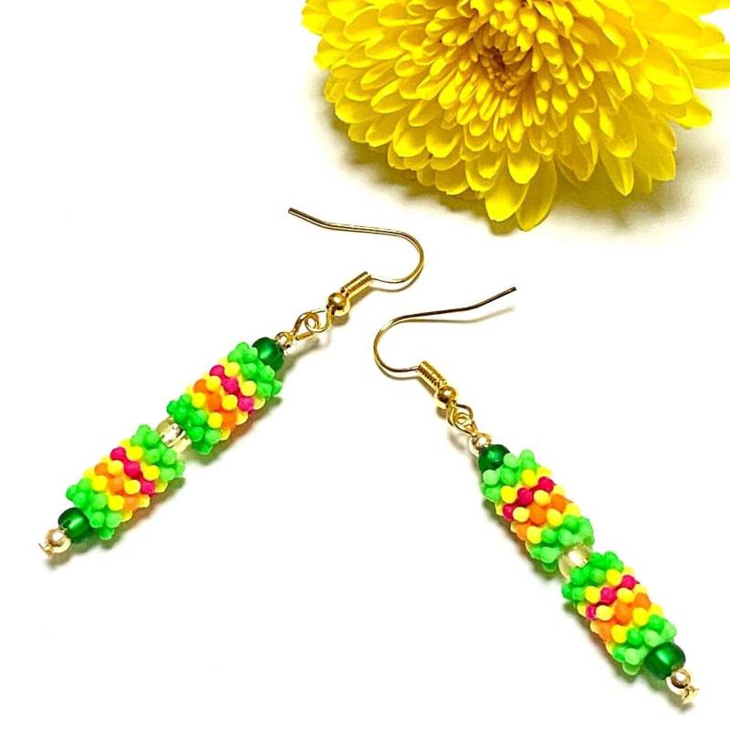 Schmuck Hängeohrringe Ohrringe Hänger - Lang Neon Wild Bunt Gold Für Valentinstag Frau Freundin Geburtstag Geschenk Mitbringsel Ostern von subery