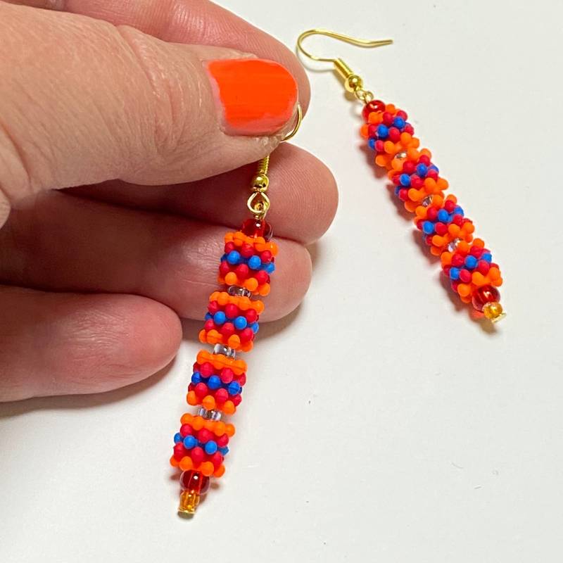 Schmuck Hängeohrringe Ohrringe Hänger - Lang Neon Wild Bunt Gold Für Valentinstag Frau Freundin Geburtstag Geschenk Mitbringsel Ostern von subery