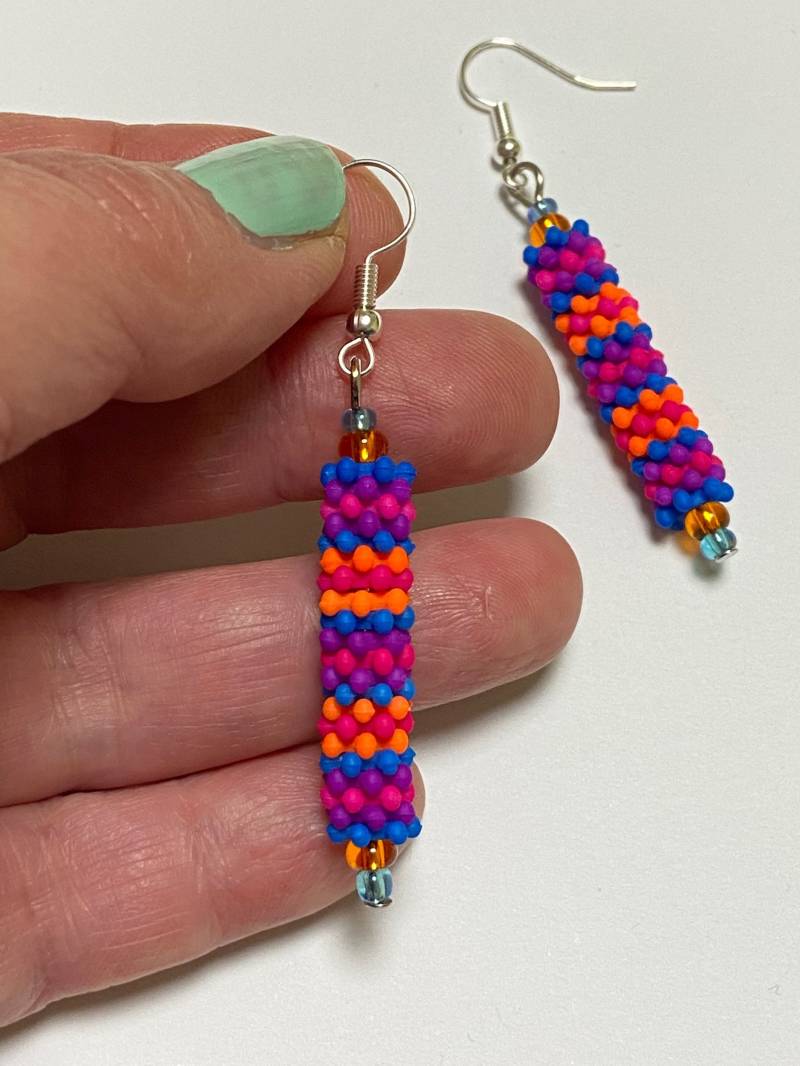 Schmuck Hängeohrringe Ohrringe Hänger - Lang Neon Wild Bunt Silber Für Valentinstag Frau Freundin Geburtstag Geschenk Mitbringsel Ostern von subery