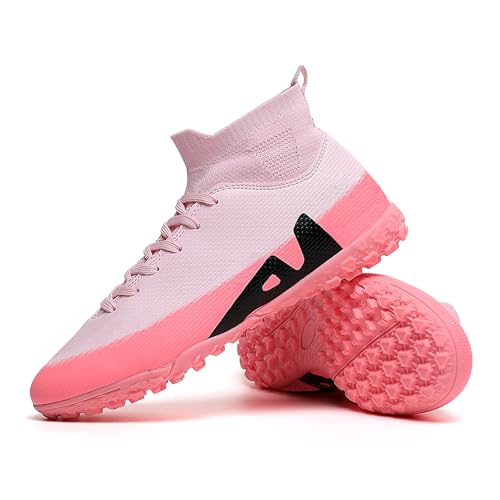 sudorun Fußballschuhe Kinder Kunstrasen Fussballschuhe Hallenschuhe Für Jungen Mädchen AG FG TF Turf Trainingsschuhe (Dew,Kinder 2309 TF Rosa_34) von sudorun