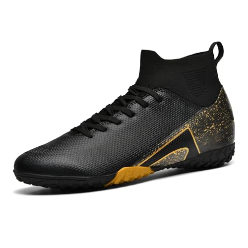 sudorun Fußballschuhe Kinder Kunstrasen Fussballschuhe Hallenschuhe Für Jungen Mädchen AG FG TF Turf Trainingsschuhe (Dew,Kinder 2309 TF Schwarz_34) von sudorun