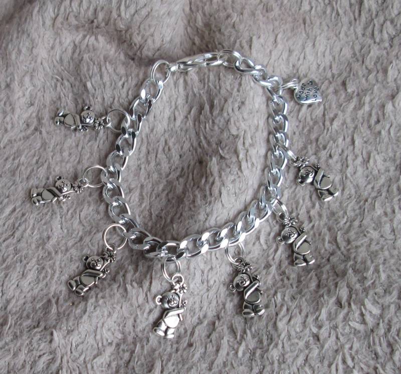 Süßer Teddy Bär Charm Armband Boxed Silber Ton Geschenk Liebe Danke Mädchen Frau Erwachsene Kind Personalisiere von sue4sue4