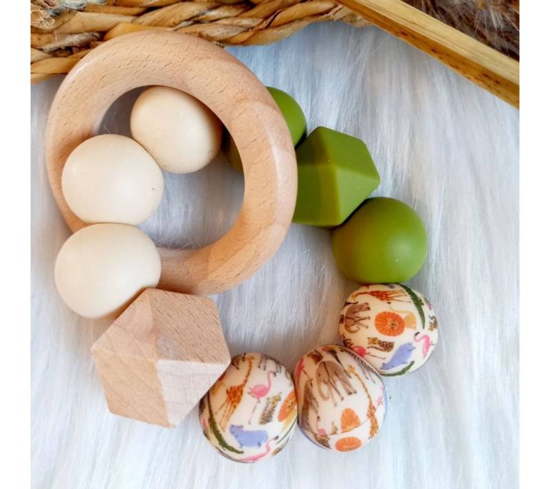suebidou Beißring Baby Beißring aus Naturholz und Silikon von suebidou
