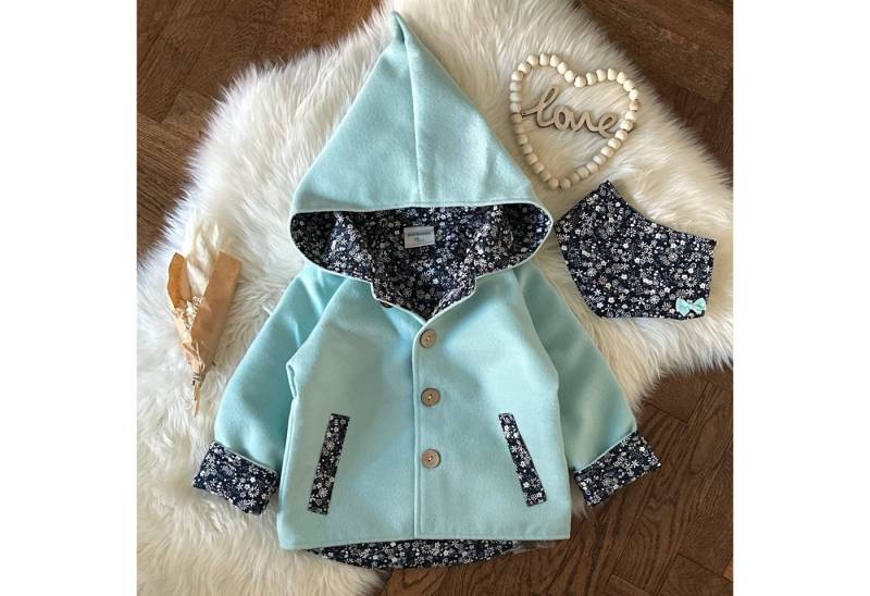 suebidou Fleecejacke Mädchen Übergangsjacke mit Kapuze mitwachsend Fleece/Wolle türkis Wollanteil von suebidou