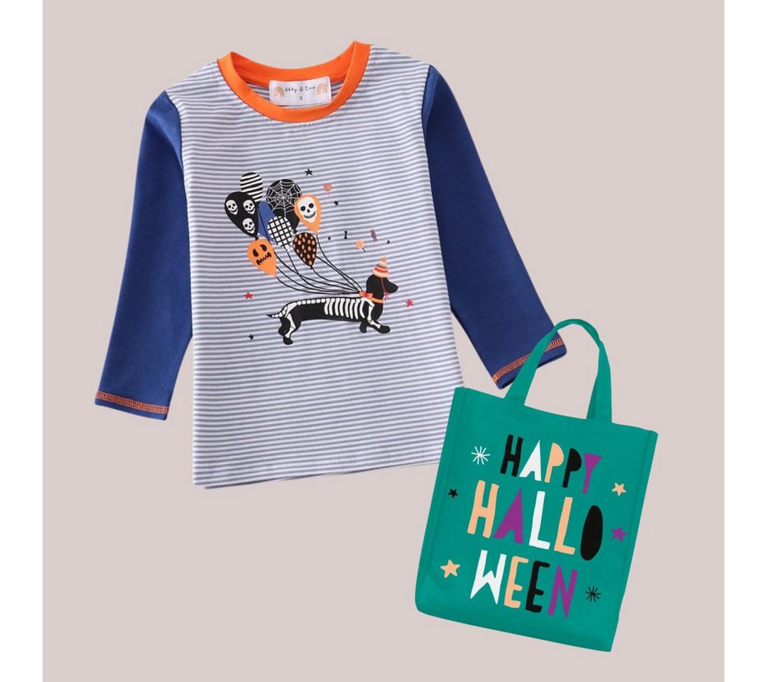 suebidou Longsleeve Halloween-Oberteil mit Print Jungen Langarmshirt plus Tasche (2er-Pack, Shirt und Tasche) nachhaltig, kreativ von suebidou