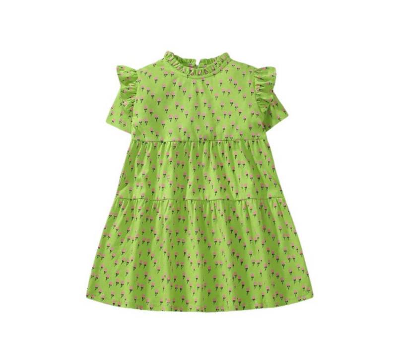 suebidou Midikleid Mädchen Kurzarmkleid mit Blumen-Allover Print grün nachhaltig, kreativ von suebidou