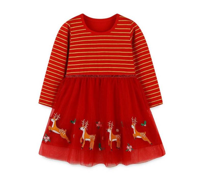 suebidou Midikleid Weihnachtskleid halblanges Kleid für Mädchen mit Tüll Streifen, Tüll von suebidou