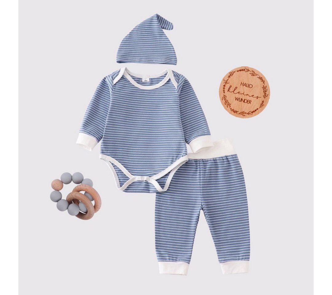 suebidou Neugeborenen-Geschenkset Geburtsgeschenk 5 teilig zur Geburt für Babys mit Geschenkbox (5 teilig mit Geschenkkarton) 5 teiliges Set von suebidou