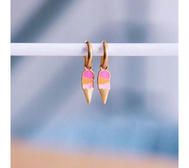 suebidou Paar Creolen Damen Ohrringe 10 mm mit Anhängern aus Premium Edelstahl vergoldet (1 Paar Creolen mit Anhänger), nachhaltig, kreativ von suebidou