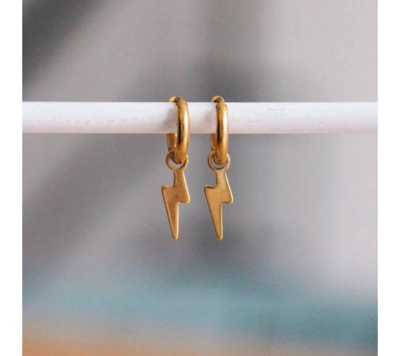 suebidou Paar Creolen Damen Ohrringe 10 mm mit Anhängern aus Premium Edelstahl vergoldet (1 Paar Creolen mit Anhänger), nachhaltig, kreativ von suebidou