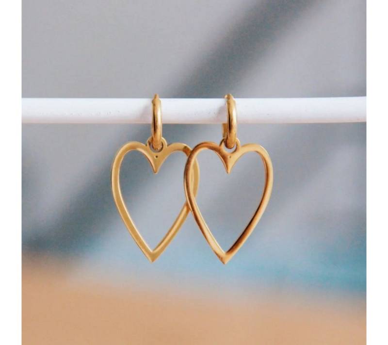 suebidou Paar Creolen Damen Ohrringe 10 mm mit Anhängern aus Premium Edelstahl vergoldet (1 Paar Creolen mit Anhänger), nachhaltig, kreativ von suebidou