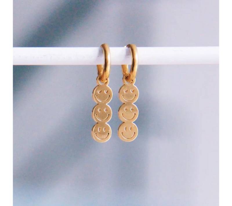 suebidou Paar Creolen Damen Ohrringe 10 mm mit Anhängern aus Premium Edelstahl vergoldet (1 Paar Creolen mit Anhänger), nachhaltig, kreativ von suebidou