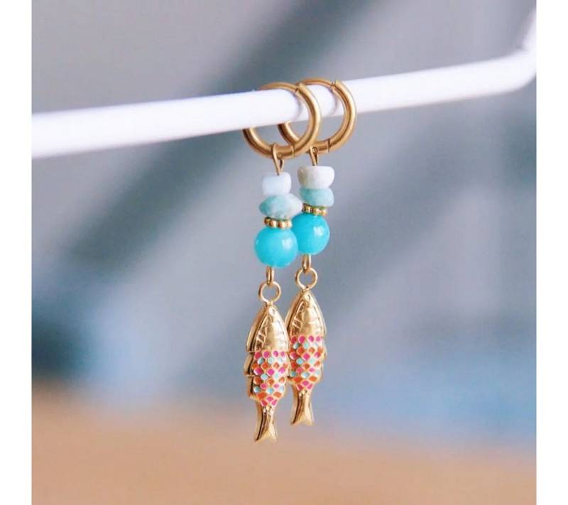 suebidou Paar Creolen Damen Ohrringe 10 mm mit Anhängern aus Premium Edelstahl vergoldet (1 Paar Creolen mit Anhänger), nachhaltig, kreativ von suebidou