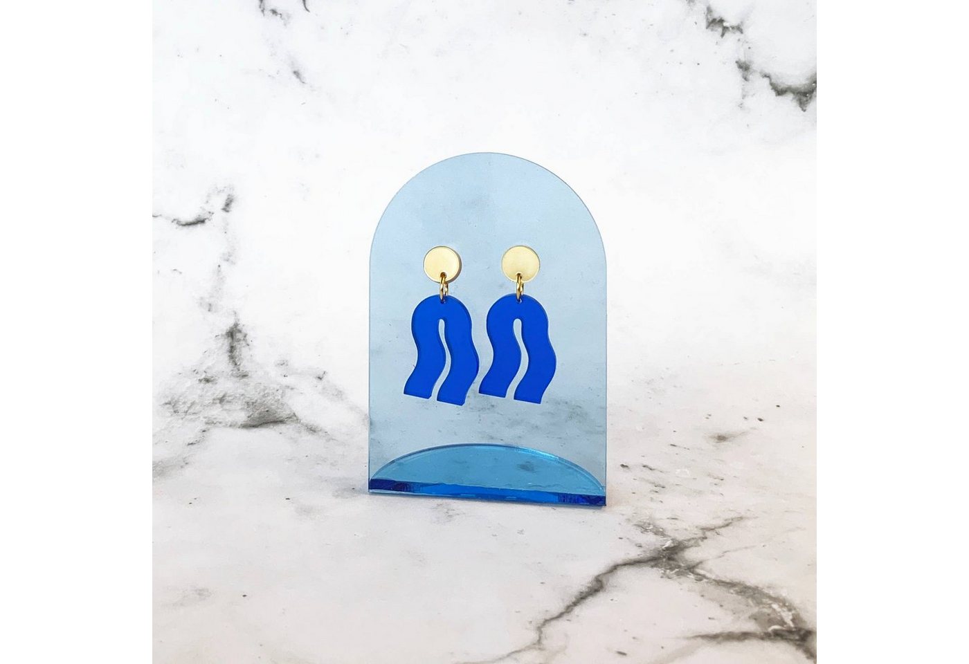 suebidou Paar Ohrstecker Damen Ohrringe aus Greencast-Acryl blau abstrakte Formen von suebidou