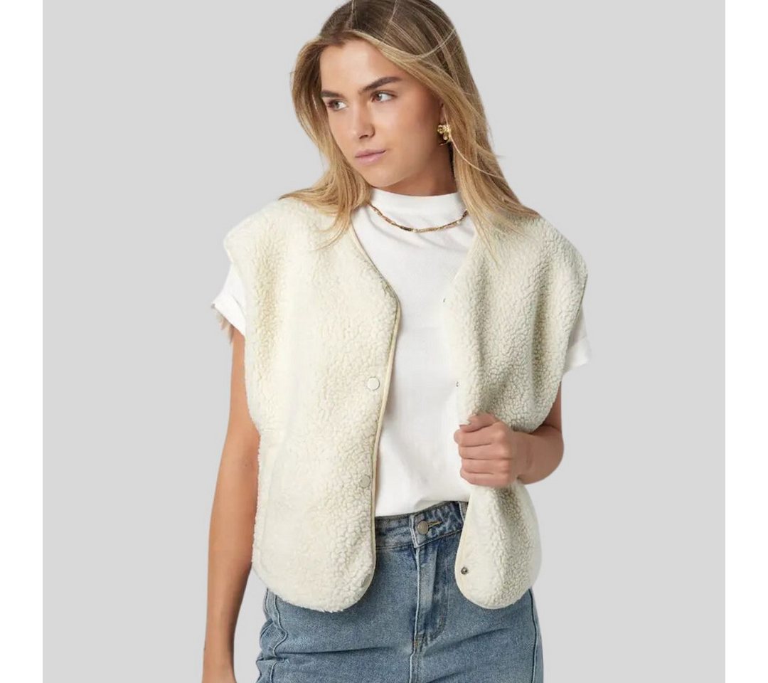 suebidou Plüschweste Damen Weste Teddyweste Sherpa Look mit Knöpfen nachhaltig, kreativ von suebidou
