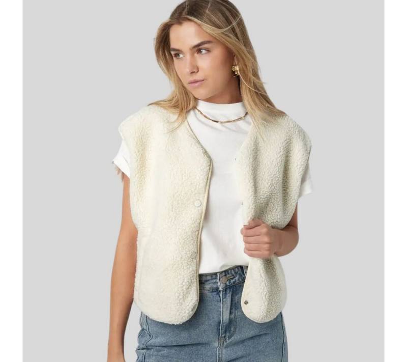 suebidou Plüschweste Damen Weste Teddyweste Sherpa Look mit Knöpfen nachhaltig, kreativ von suebidou