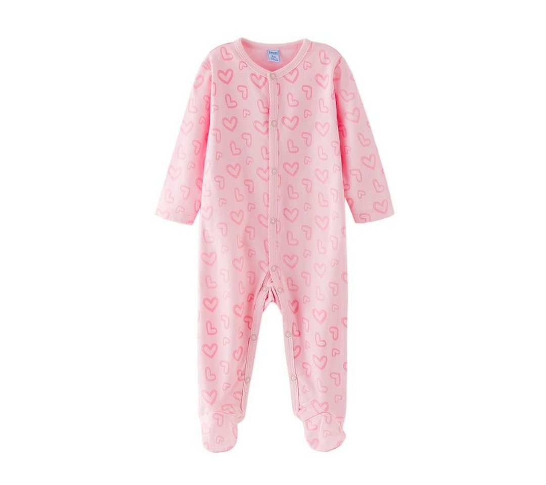 suebidou Pyjama Schlafoverall für Babys Kleinkinder Schlafanzug Einteiler Herzprint von suebidou