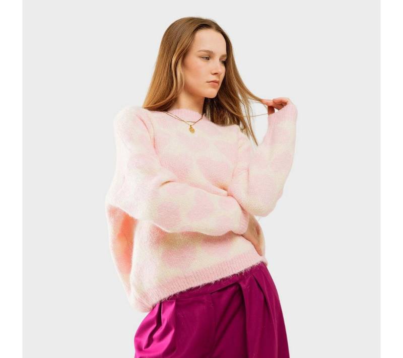 suebidou Rundhalspullover Damen Oversized Pullover pastellfarben mit Herzen Allover Oversized, Onesize, elegant, lässig von suebidou