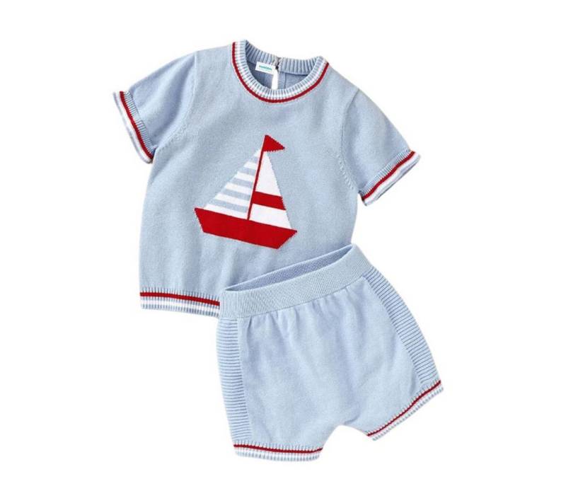 suebidou Shirt & Hose Süßes Baby/Kleinkind Sommeroutfit Strickset 'Sailor' (2er Set) nachhaltig, kreativ von suebidou