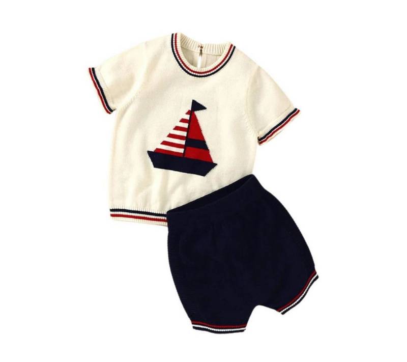 suebidou Shirt & Hose Süßes Baby/Kleinkind Sommeroutfit Strickset 'Sailor' (2er Set) nachhaltig, kreativ von suebidou
