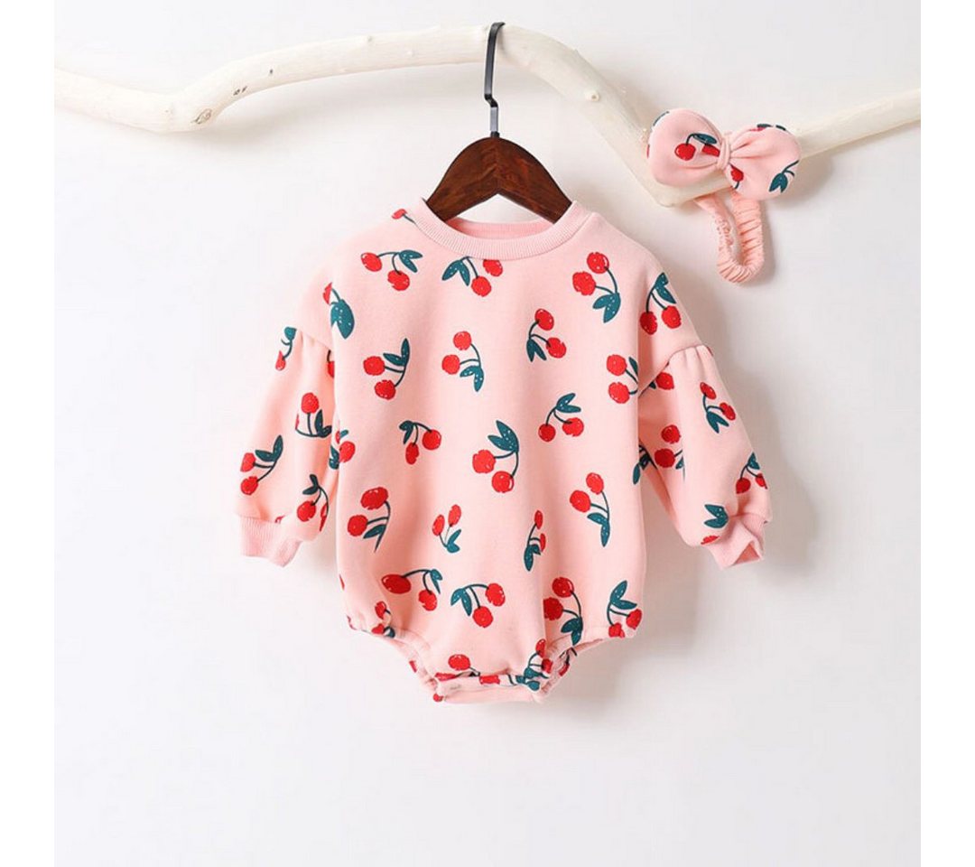 suebidou Strampler Baby/Kleinkind Body rosa mit Kirschen Print und Kopfband geplüscht Allover Print Kirschen von suebidou