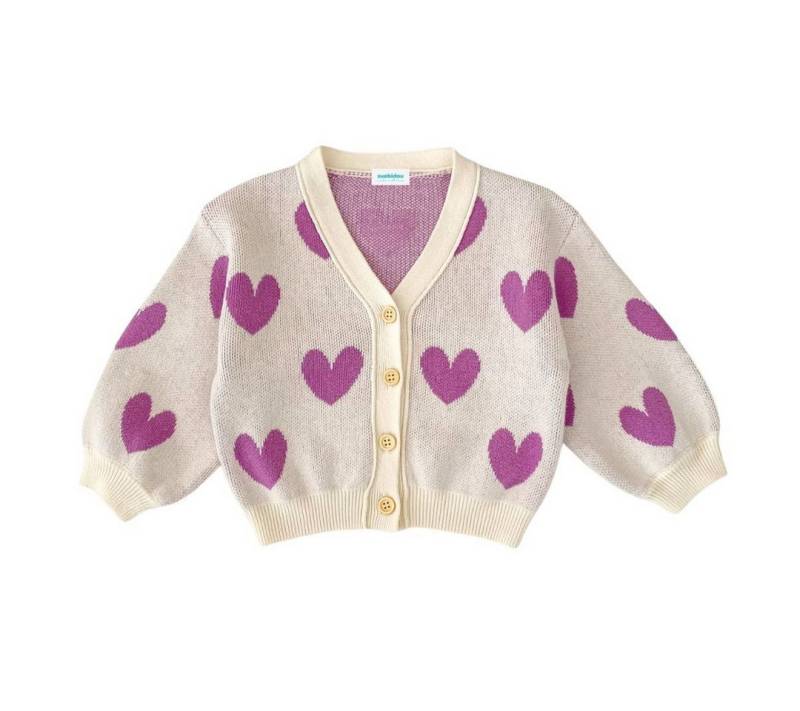 suebidou Strickjacke Cardigan aus Baumwolle für Kinder cremefarben mit Herzen nachhaltig, kreativ von suebidou