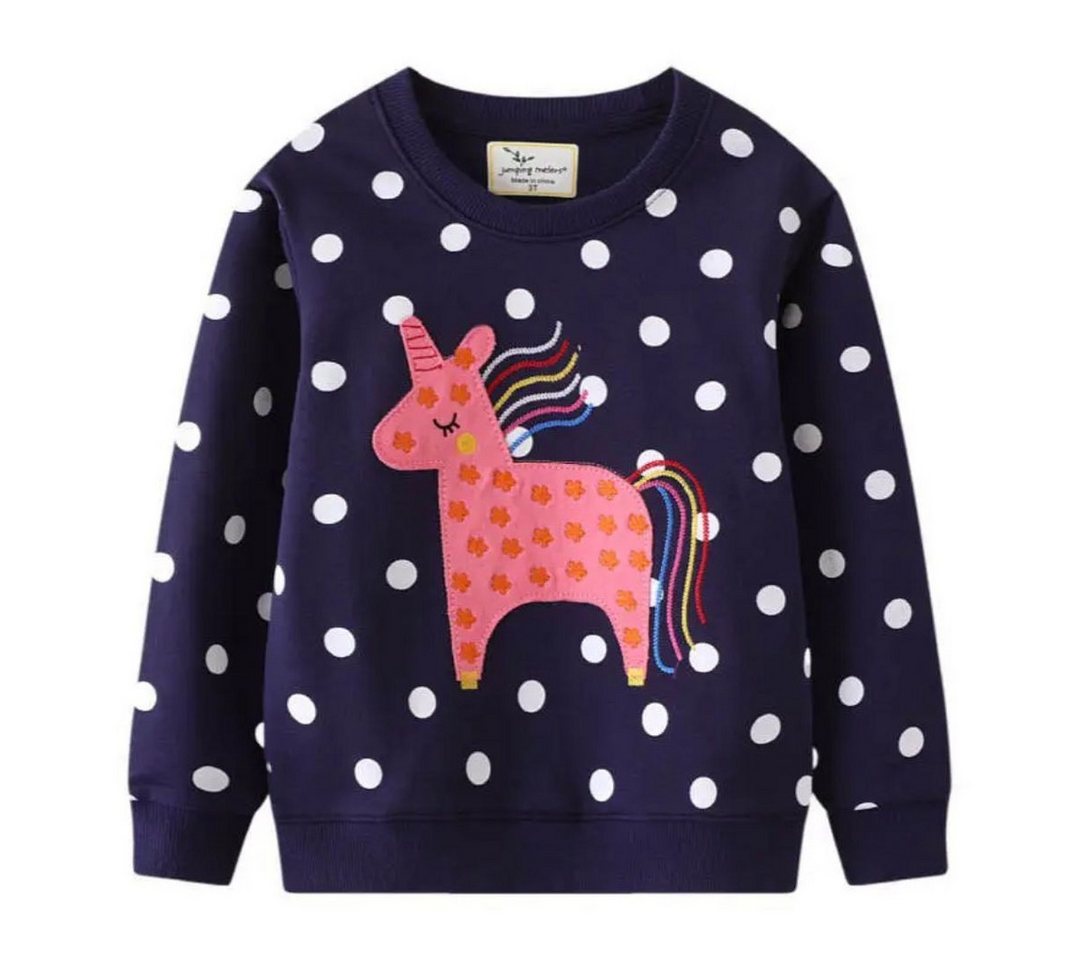 suebidou Sweatshirt Mädchen Pullover für Kleinkinder mit Einhorn gepunktet blau Polka Dotts, Einhorn Patch von suebidou