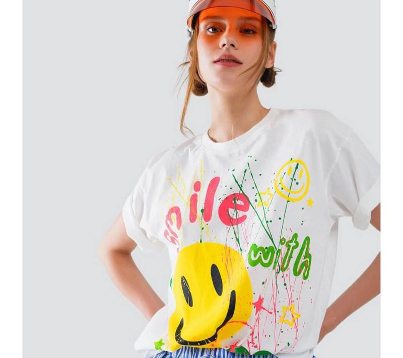 suebidou T-Shirt Modisches Damen Shirt Sommershirt mit witzigem Print locker witziger Print von suebidou