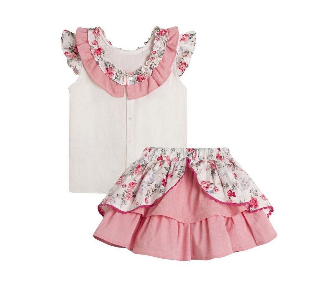 suebidou Top & Rock Bluse & Rock Bekleidungsset 2 teilig Outfit für Mädchen niedliches Blumenmuster dezent von suebidou