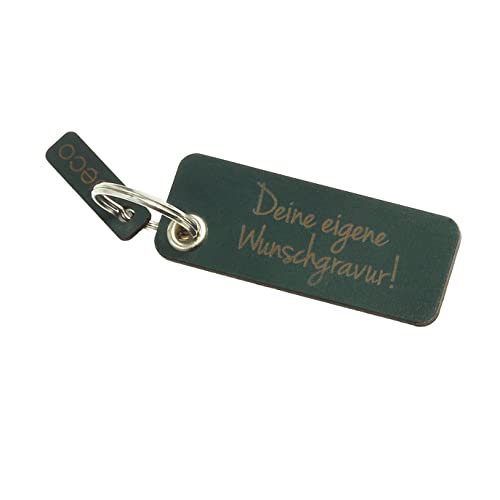 sueco - unikate & manufaktur Leder Schlüsselanhänger mit individueller Gravur (Text Koordinaten Initialen) - Modell Öse 4mm - Einzigartiges Geschenk für Familie und Freunde (GRÜN) von sueco - unikate & manufaktur