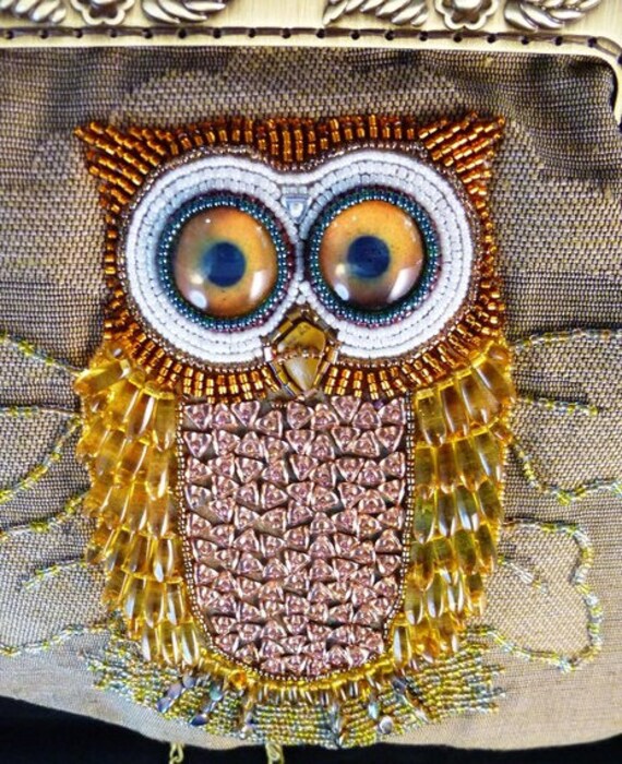 Portemonnaie/Handtasche Mit Perlenstickerei Eulen Und Karabinerverschluss von suegoode