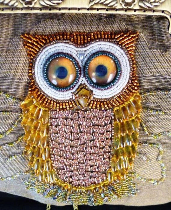 Portemonnaie/Handtasche Mit Perlenstickerei Eulen Und Karabinerverschluss von suegoode