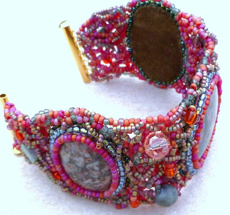 Rhyolith 3 Stein Freeform Chunky Perlen Manschette Armband von suegoode