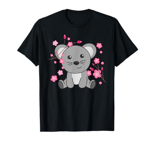 Maus süße Tiere für Kinder Kawaii Kirschblüten T-Shirt von süße Tiere in Kirschblüten mit Blütenblätter
