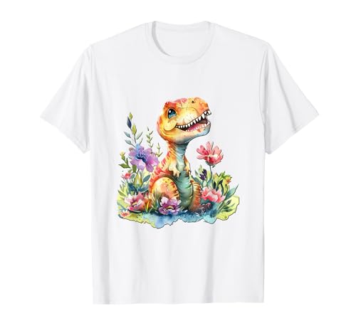 Baby Dino mit Blumen süßer Dinosaurier Tochter Mädchen T-Shirt Baby Dino mit Blumen süßer Dinosaurier Tochter Mädchen T-Shirt von süßer farbenfrohe Dinoliebhaber Outfits