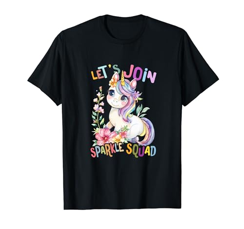 Baby Einhorn mit Blumen sparkle Squad Unicorn Mädchen T-Shirt von süßer farbenfrohe Einhorn Liebhaber Outfits