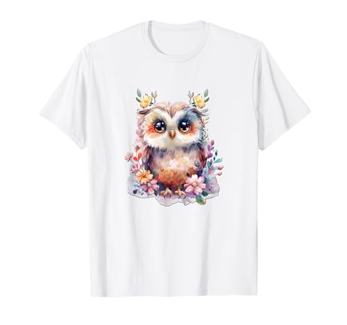 Baby Eule mit Blumen süße Eulen Mädchen Tochter Sohn T-Shirt von süßer farbenfrohe Eulen Liebhaber Outfits