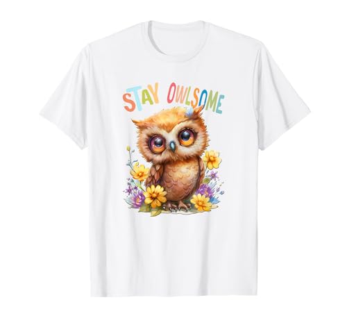 Baby Eule mit Blumen süße Eulen Mädchen Tochter Sohn T-Shirt von süßer farbenfrohe Eulen Liebhaber Outfits