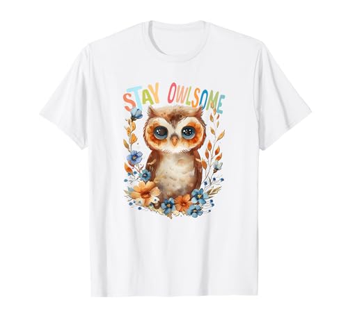 Baby Eule mit Blumen süße Eulen Mädchen Tochter Sohn T-Shirt von süßer farbenfrohe Eulen Liebhaber Outfits